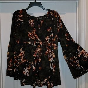 A.N.A. Babydoll Top with Bell Sleeves